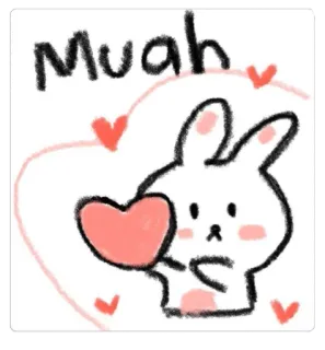 🐰 2d76a4dc Muah coelho, coelho, amor, coração, beijo, fofo, desenho animado whatsapp sticker