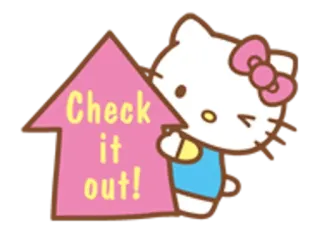 🌟 715b6eec Hello Kitty Check it out! hello kitty, panah, merah muda, imut, kartun telegram sticker