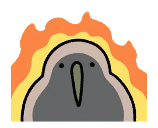 🥝 5d9b6b66 pájaro, fuego, dibujo animado, llamas, animal, pegatina telegram sticker