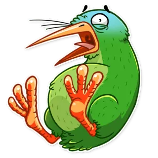😱 d5da0487 Kiwi, Pájaro, Dibujo animado, Animal telegram sticker