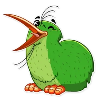 😉 f71ece24 Kiwi, Pájaro, Lindo, Animal, Verde, Dibujos animados telegram sticker