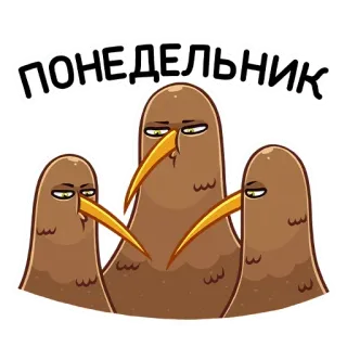 ☹️ 3bcb3310 ПОНЕДЕЛЬНИК kiwi, oiseaux, lundi, texte whatsapp sticker