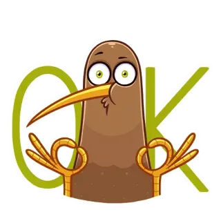 👌 7851942f OK kiwi, oiseau, ok, accord, d'accord, approbation, dessin animé whatsapp sticker