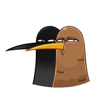 😒 8e8c2c7d oiseaux, kiwi, animaux, dessin animé, autocollant whatsapp sticker