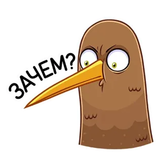 😐 c7d6818d ЗАЧЕМ? oiseau, kiwi, question, russe, dessin animé whatsapp sticker