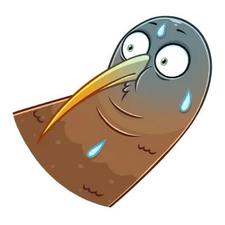 😬 c97fc08f kiwi (oiseau), oiseau, dessin animé, transpirant, inquiet, anxieux whatsapp sticker