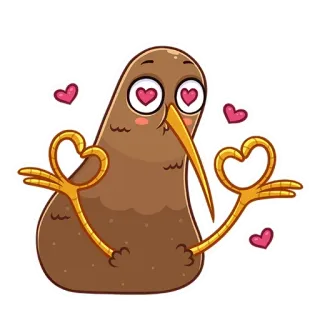 😍 ef00f238 kiwi, oiseau, amour, cœur, mignon, dessin animé, animal whatsapp sticker