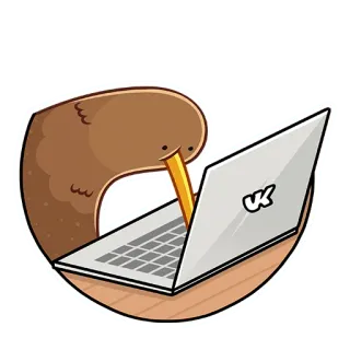 💻 694eefd8 kiwi, chim, máy tính xách tay, máy tính, phim hoạt hình, động vật telegram sticker