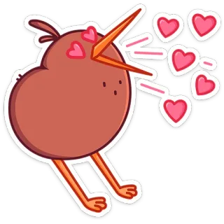 😍 06c85ef6 Kiwi, Uccello, Amore, Cuori, Carino, Animale whatsapp sticker
