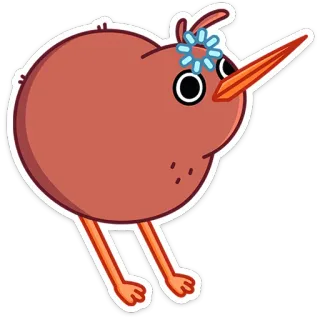 🤔 83bdb3c5 Kiwi, Uccello, Animale, Fiore, Carino, Cartone animato whatsapp sticker