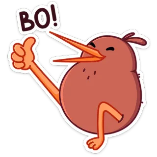 👍 8c59e277 BO! kiwi (uccello), uccello, cartone animato, pollice in su, positivo, animale, carino whatsapp sticker