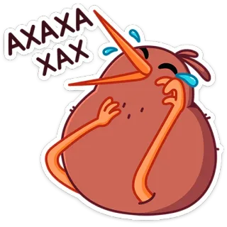 😅 c229dbd0 AXAXAXAX uccello kiwi, piangere, ridere, uccello, animale, cartone animato whatsapp sticker