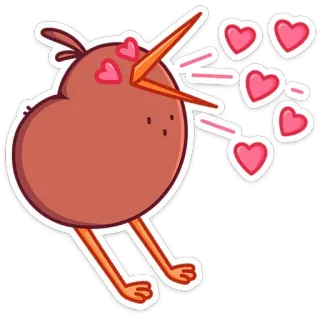 🥰 617172b6 kiwi (oiseau), amour, cœur, mignon, dessin animé, animal, autocollant telegram sticker