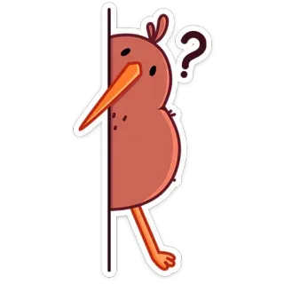 👀 fd1af0b6 kiwi, oiseau, animal, point d'interrogation, mignon, autocollant, drôle telegram sticker
