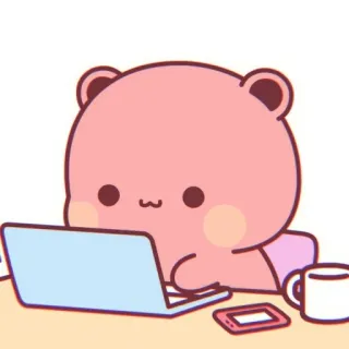 🐼 1d2d6396 熊, 电脑, 笔记本电脑, 卡哇伊, 可爱, 工作, 办公室 telegram sticker