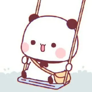 🐼 a059ab62 熊猫, 卡通, 可爱, 秋千, 动物, 卡哇伊 telegram sticker