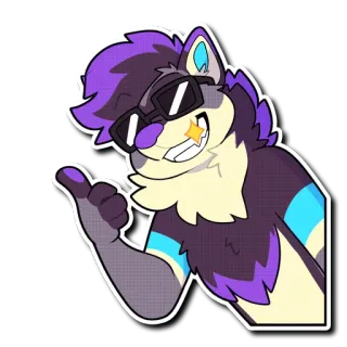 👍 22e81c70 Furry, Binatang, Kartun, Serigala, Kacamata hitam, Jempol ke atas telegram sticker