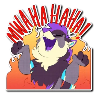😂 5a2d6c2d MWAHAHAHA! musang, antropomorfik, jahat, tertawa, kartun, stiker telegram sticker