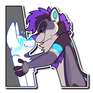 😘 8dc1a6b4 UwU Furry, Kartun, Kasih sayang, Peluk, Antropomorfik telegram sticker
