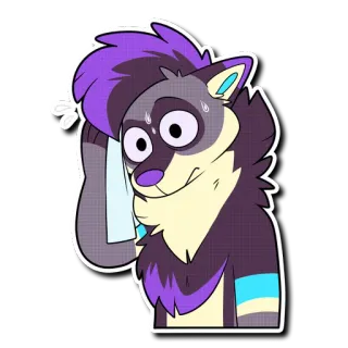 😅 b7415ae2 Furry, Anthro, Sigung, Berkeringat, Cemas, Kartun, Stiker telegram sticker