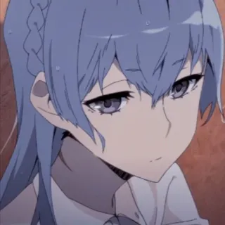 😕 08cd807a アニメ, 女の子, 青髪, 漫画, キャラクター, 女性 whatsapp sticker