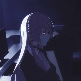 😐 b6c6fde6 アニメ, 女性, ロングヘア, オフィス, コンピューター whatsapp sticker