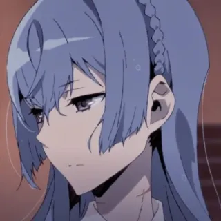 😡 befbdf08 アニメ, 女性, 青髪, ポートレート, 漫画 whatsapp sticker