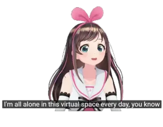 😱 6f7a18d1 Kizuna AI I'm all alone in this virtual space every day, you know ยูทูปเบอร์เสมือน, สาวอนิเมะ, น่ารัก, คาวาอิ, อินฟลูเอนเซอร์เสมือน, VTuber telegram sticker