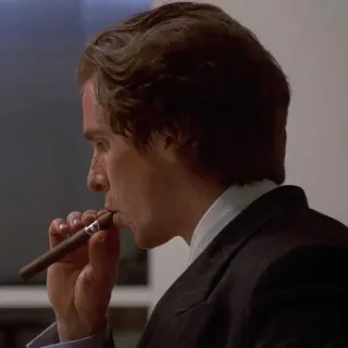 🗿 355a8a4e Patrick Bateman American Psycho Zigarre, Patrick Bateman, American Psycho, Rauchen, Finanzen, Mann telegram sticker
