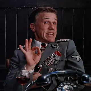 🗿 6d5ebdeb Hans Landa Inglourious Basterds Inglourious Basterds, Hans Landa, Nazi, Gestapo, Zweiter Weltkrieg, anstößig, Militär telegram sticker
