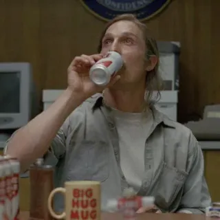 🗿 d1e123eb BIG HUG MUG Mann, trinken, Tasse, drinnen, Büro, Tisch telegram sticker