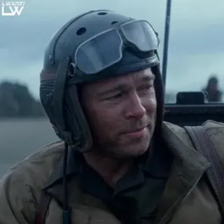 🗿 dedee0b5 Brad Pitt, Zweiter Weltkrieg, Panzer, Helm, Militär, Schauspieler, Soldat telegram sticker