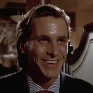 🗿 e61980d2 Patrick Bateman American Psycho Patrick Bateman, American Psycho, Christian Bale, Serienmörder, Finanztyp, 80er, Psychopath telegram sticker