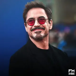 🗿 fd292686 Tony Stark Robert Downey Jr., Iron Man, Marvel, Schauspieler, Porträt, Promi, Rote Sonnenbrille telegram sticker