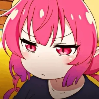 📍 0ae5ab76 Fille anime, Cheveux roses, Mignon, En colère, Yeux rouges, Dessin animé, Illustration telegram sticker