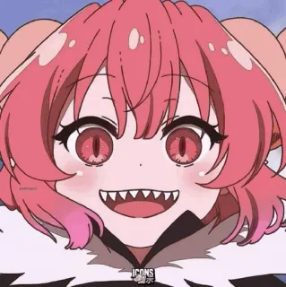 📍 f42b8296 Anime, Mignon, Démon, Fille, Cornes, Cheveux roses telegram sticker