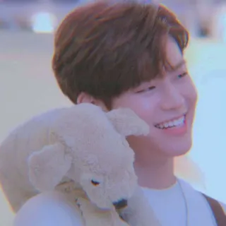 🐱 b7df5a19 koreanisch, Mann, Lächeln, glücklich, Person, Stofftier whatsapp sticker