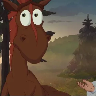 🕳️ 9c4154e5 paard, dier, cartoon, natuur, landschap telegram sticker