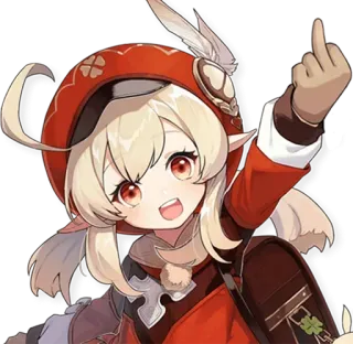 🖕 80716ba5 Klee Genshin Impact Anime, Chica, Klee, Genshin Impact, Dedo corazón, Ofensivo telegram sticker