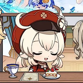 🦋 684dd309 Klee Genshin Impact klee, genshin impact, videospiel, anime, kawaii, süß, erdbeerkuchen, tee telegram sticker