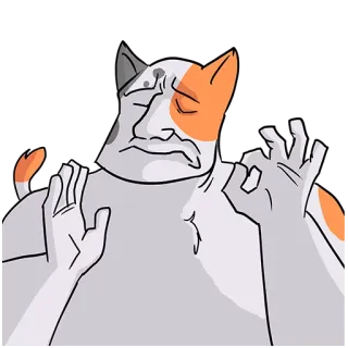 👌 2c0383e6 고양이, OK, 제스처, 밈, 웃긴, 완벽, 만족 telegram sticker