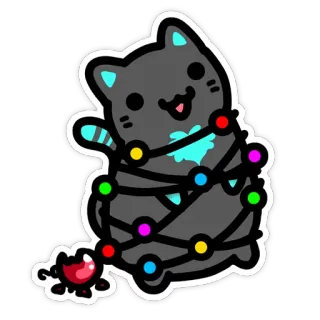 💡 8d3449d0 고양이, 새끼 고양이, 크리스마스 조명, 귀여운, 축제, 휴일, 만화, 동물 telegram sticker