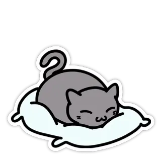 😴 cd611b0a 고양이, 새끼 고양이, 베개, 졸린, 귀여운, 동물, 애완 동물, 만화 telegram sticker