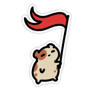 🐭 d31fb675 햄스터, 동물, 귀여운, 깃발, 레드 플래그, 스티커, 만화 telegram sticker