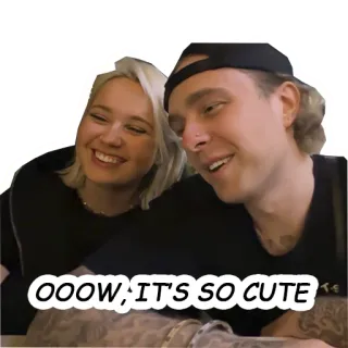☺️ 9c5fe5b5 OOOW; IT'S SO CUTE 귀여운, 커플, 행복한, 웃음 telegram sticker