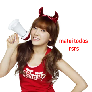 😈 6b92a067 Tell you to do donna, megafono, ritratto, moda, ragazza, abbigliamento, rosso whatsapp sticker