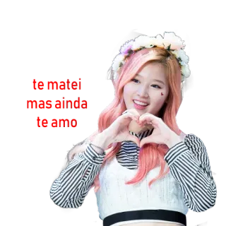 ❤ da87f467 donna, ritratto, corona di fiori, cuore, kpop, idol whatsapp sticker