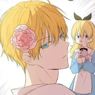 🌟 f9802778 อนิเมะ, มังงะ, ตัวละคร, ผมสีทอง, ดอกไม้, ตาสีฟ้า, ศิลปะ telegram sticker