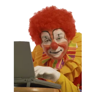 💻 408a3ccc ピエロ, コンピュータ, ラップトップ, インターネット, タイピング telegram sticker