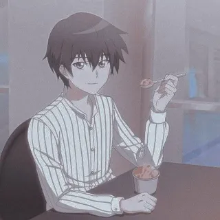 🐾 5d4486dd anime, cartoon, boy, eating, ice cream, dessert telegram sticker